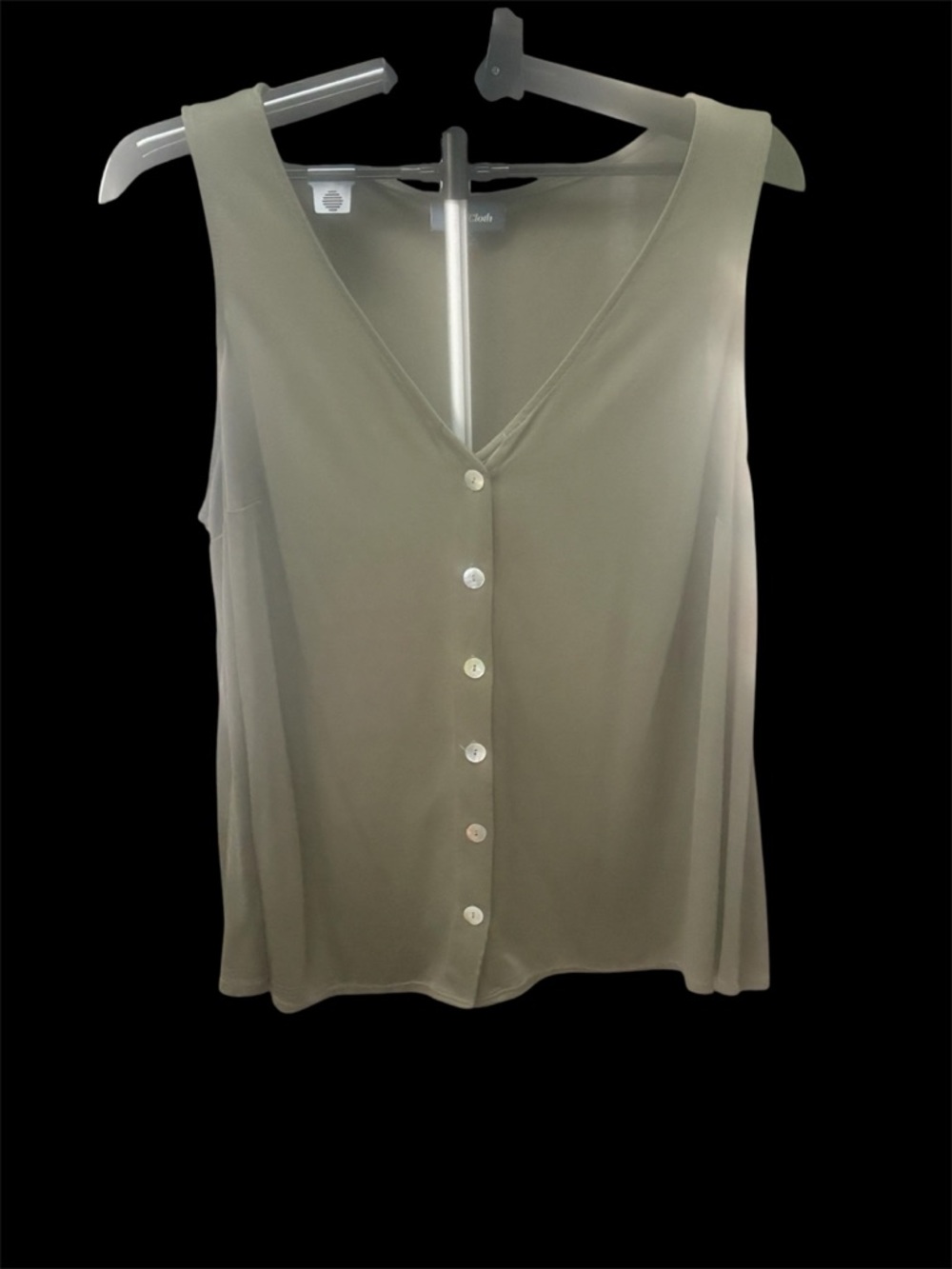 Modcloth Olive V-Neck Button-Front Sleeveless Camisole